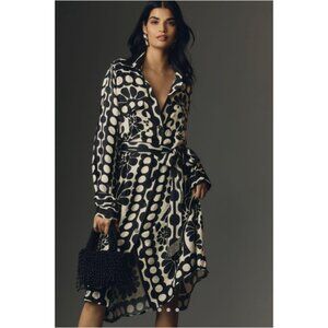 Farm RIO Palermo Long-Sleeve Belted Midi Dress Black Women's Size Large